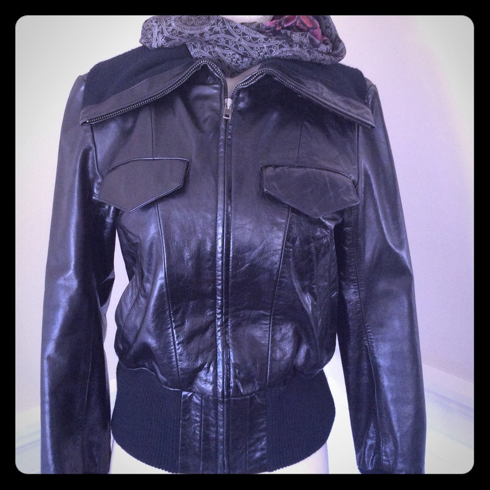 Club Monaco black leather jacket